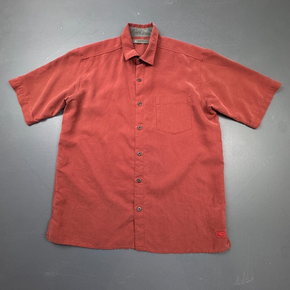 REI Men's Medium Red Modal Blend Short Sleeve Button Up Casual Outdoor Shirt Top